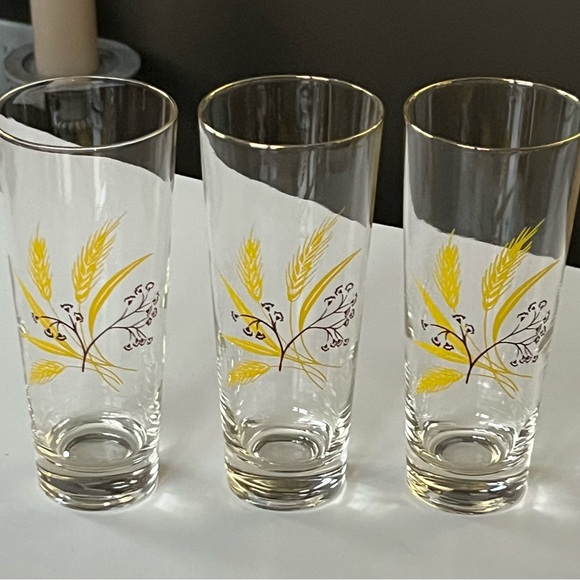 VTG 1950s Autumn Gold by Homer Laughlin for Century Service highball glasses s/3 - Picture 3 of 9